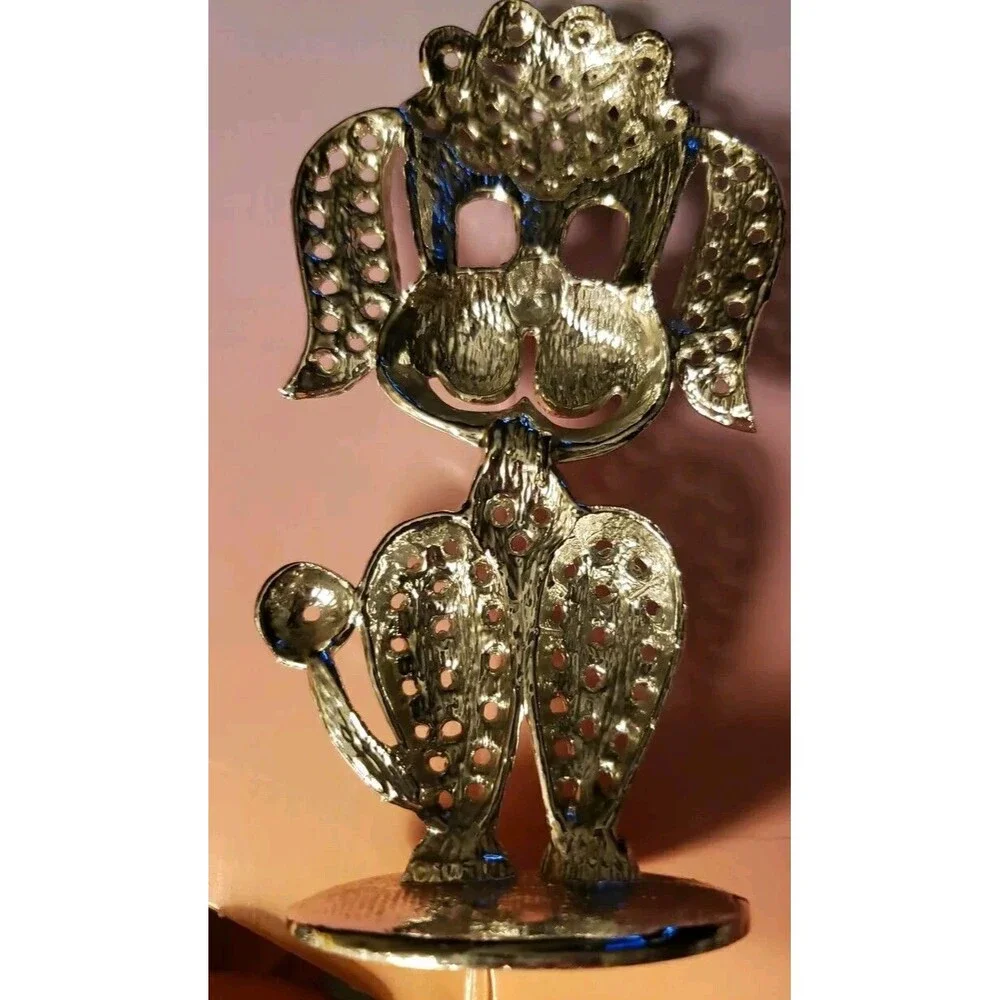 Vintage Poodle Earring Tree Jewelry Holder Silver Tone Dog Puppy 6824